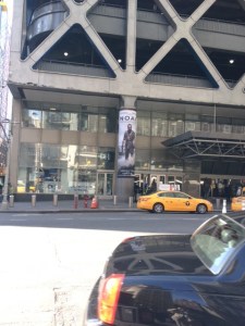 Noah looks down over Times Square